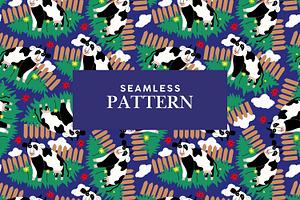 Blue pattern with whimsical cows