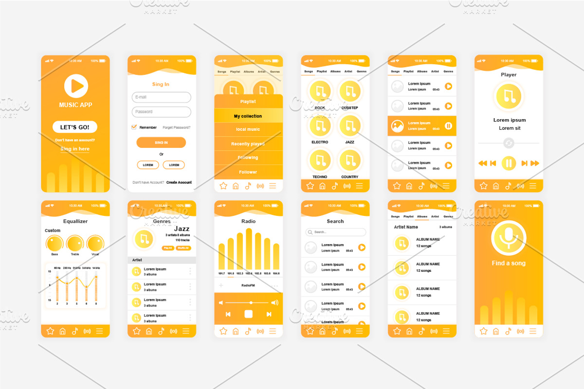 Mobile App UI Kit, a Templates & Theme by alexdndz (Photo 10 of 21)