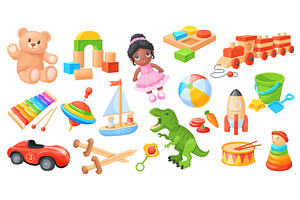 Cartoon toys. Child baby toy, plush, an Object Illustration by Stock-Smart-Start