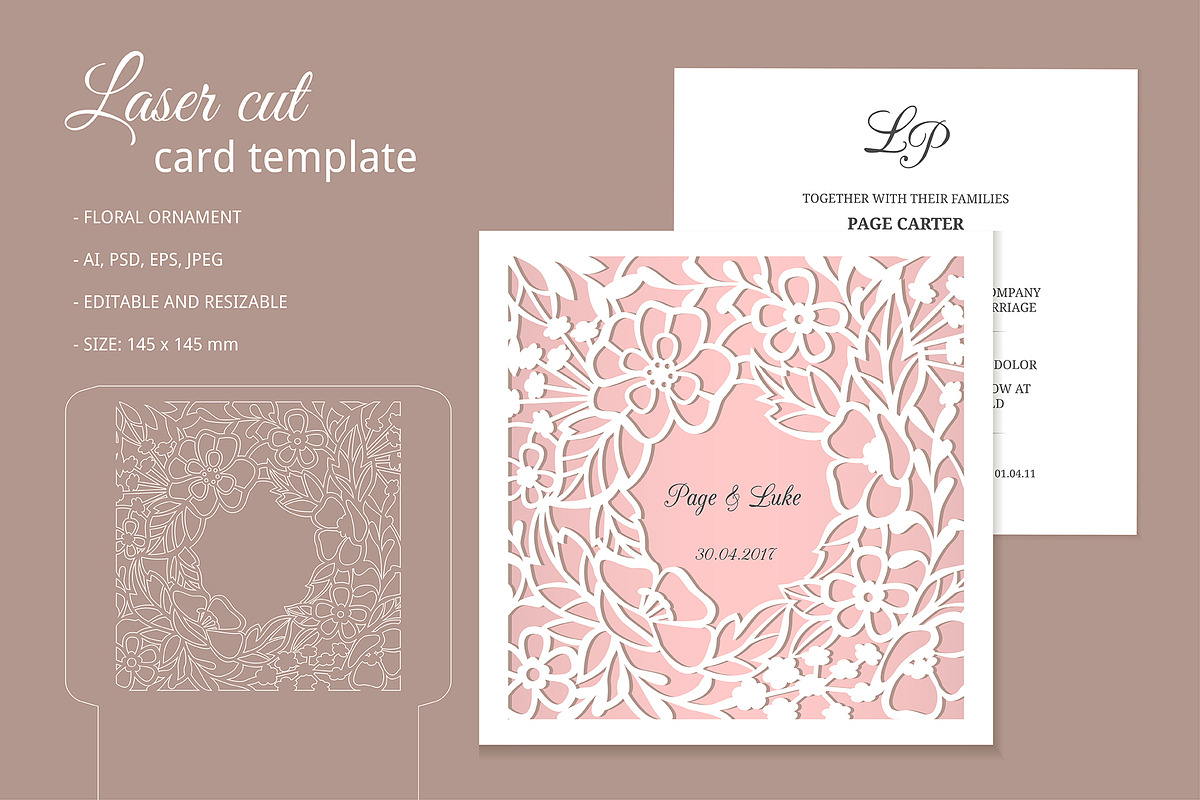 Laser cut invitation template, a Card Template by MARIA KOLYADINA (Photo 1 of 2)