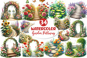 Flower Garden Pathway Clipart, an Illustration by Dream Creation (Thumbnail 1 of 4)