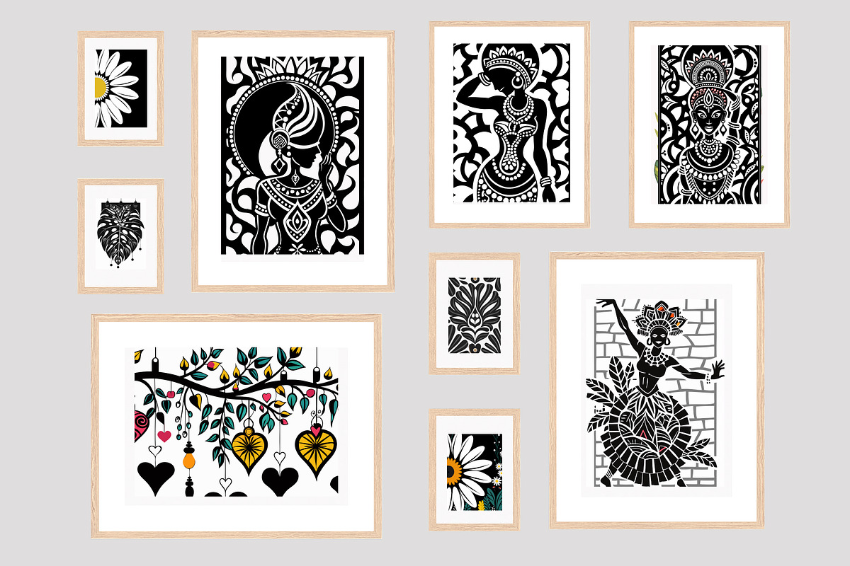 Black Abstract Botanical Wall Art, a Wallpaper Graphic by Helospace (Photo 2 of 10)