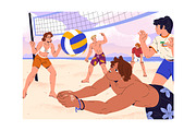 Volleyball players, sports game set, a Sport Illustration by PaperTrident (Thumbnail 5 of 7)
