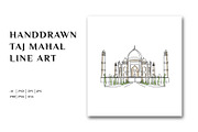 Line Art Taj Mahal Illustration, a Decorative Illustration by Brand_Hero (Thumbnail 1 of 4)