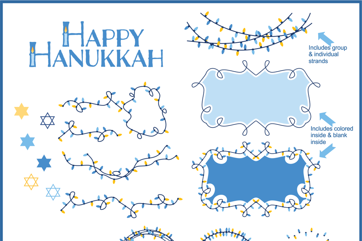 Hanukkah Lights Vector Clipart, an Illustration by Kelly Jane Creative (Photo 3 of 3)
