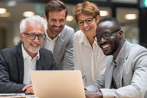 Diverse business team collaborating, a Photo by Pixeness Studio