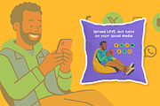 Man Using Social Media Smartphone, a Technology Illustration by Mangustudio (Thumbnail 3 of 3)