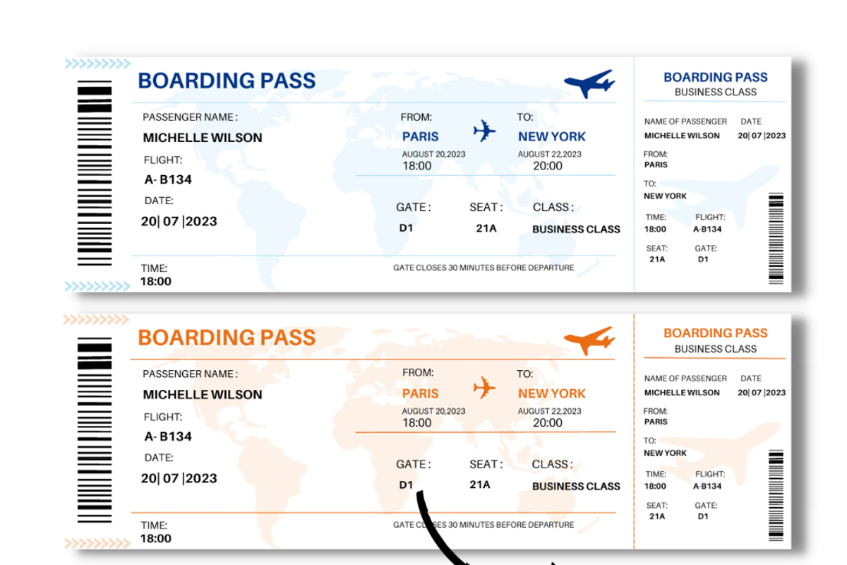 Editable Boarding Pass Template, a Card Template by YasdeyDesigns (Photo 2 of 8)