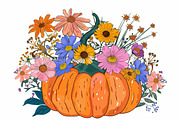 Autumn Pumpkin Floral Clipart, an Illustration by Designs_River (Thumbnail 9 of 10)