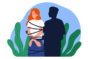 Codependent unhealthy relationships, a Person Illustration by Flashvector