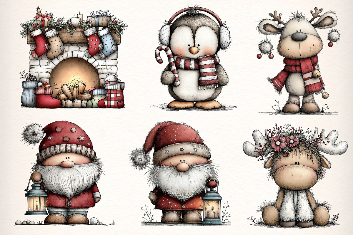 Whimsical Christmas Clipart Bundle, an Illustration by Dream Creation (Photo 6 of 7)