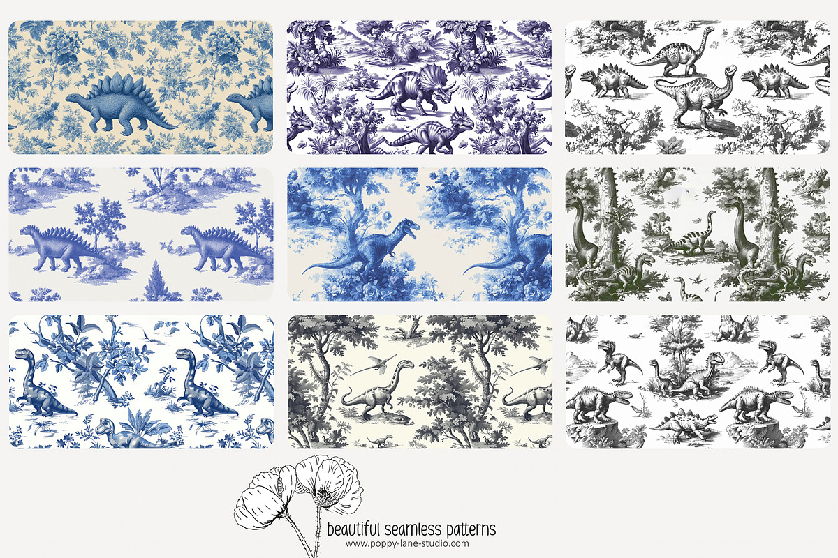 70 dinosaur toile seamless pattern, a Pattern Graphic by Poppy Lane Studio (Photo 9 of 10)