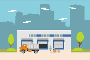 Warehouse building flat truck