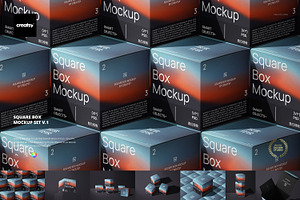 Square Box Mockup Set v.1, a Packaging Mockup by creatsy5
