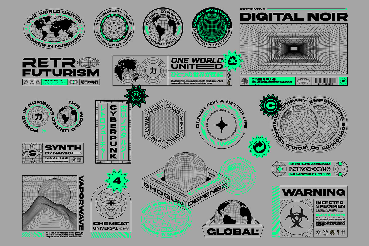 Retro Futurism Brutalist Collection, a Branding & Logo Template by Graphicdome (Photo 6 of 13)