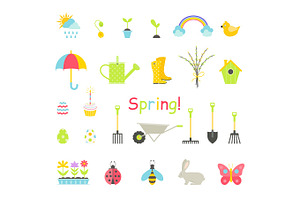 Spring Icons Set.