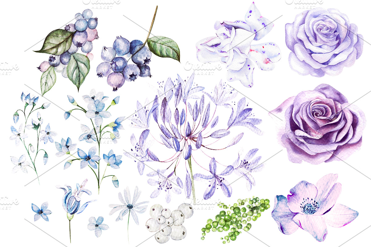 Watercolor Wedding Tender Flowers, an Object Graphic by Knopazyzy (Photo 3 of 17)