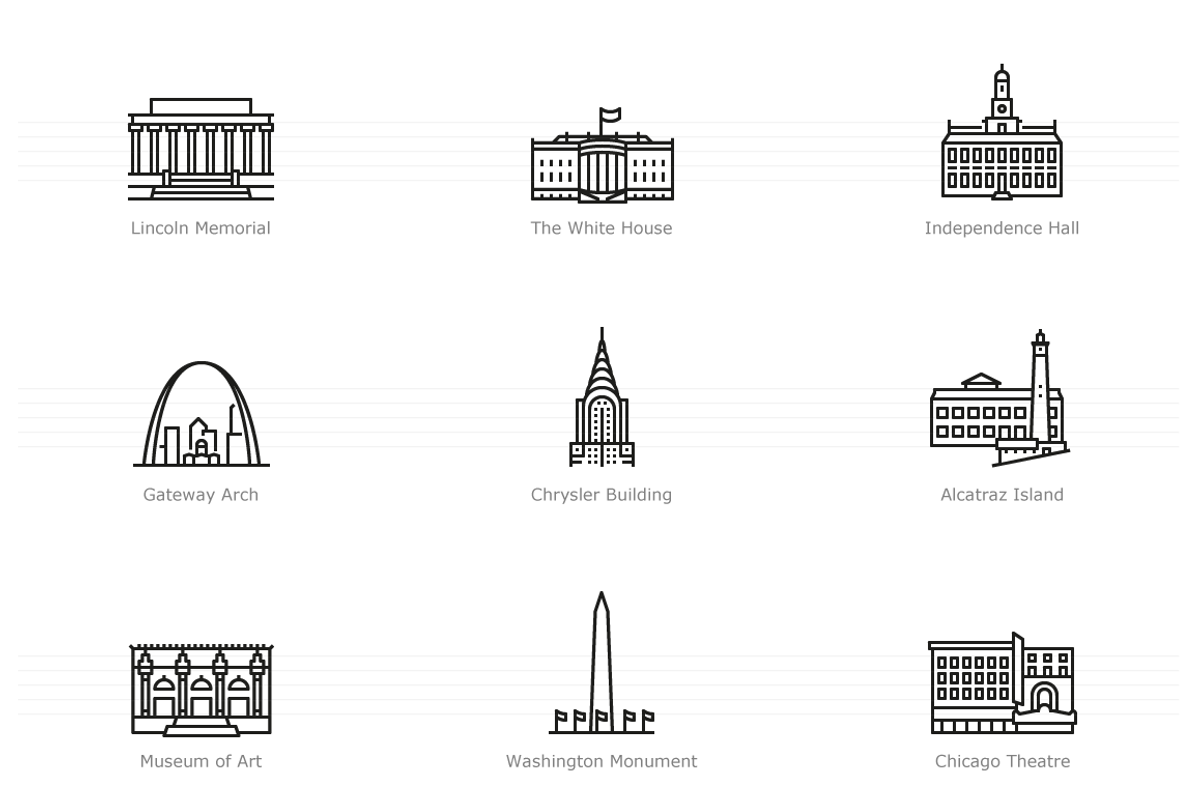 Landmarks of the USA 2 Icon Set, a Duotone Icon by Jozsef Balazs-Hegedus (Photo 3 of 6)