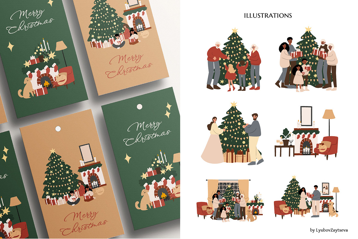 Merry Christmas clipart, a Seasonal Illustration by LyubovZaytseva (Photo 11 of 18)