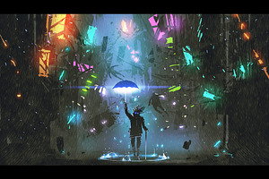 sci fi scene digital painting