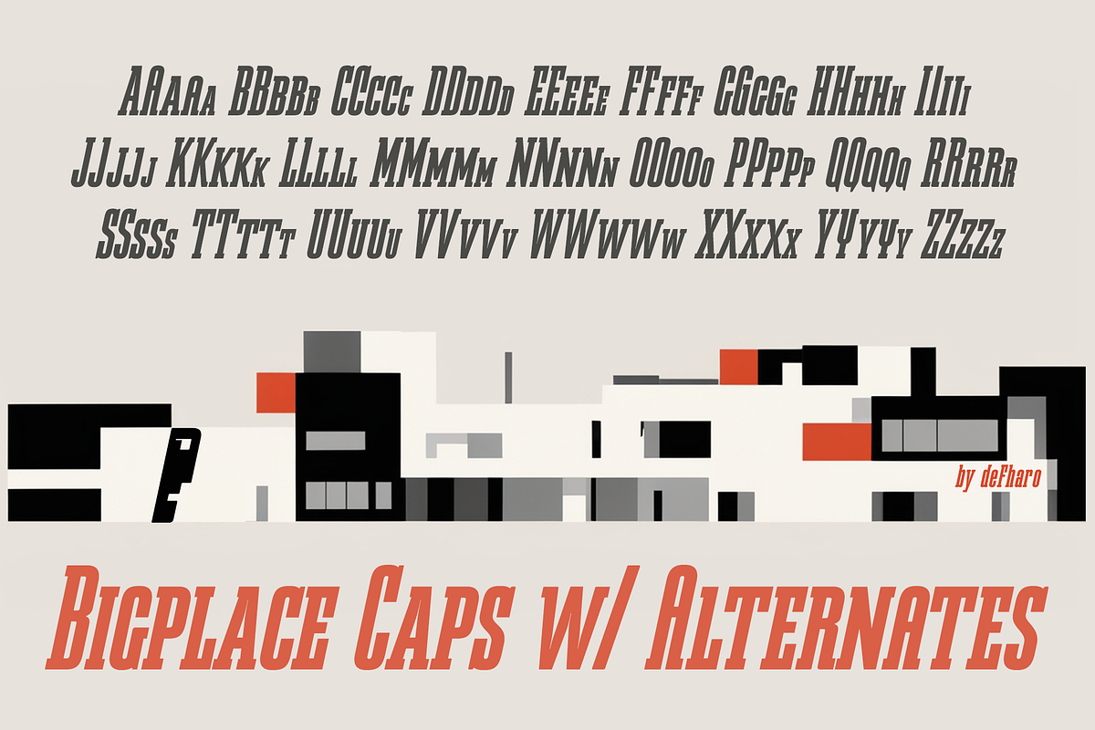 Bigplace, Roman & Caps, a Slab Serif Font by deFharo (Photo 7 of 11)