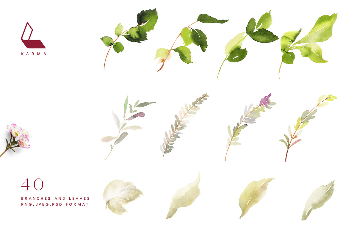 Valeria | Watercolour Flowers Set, a Decorative Illustration by Karma (Photo 15 of 16)