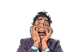 A man in a suit holds his face in a, a Person Illustration by rogistok