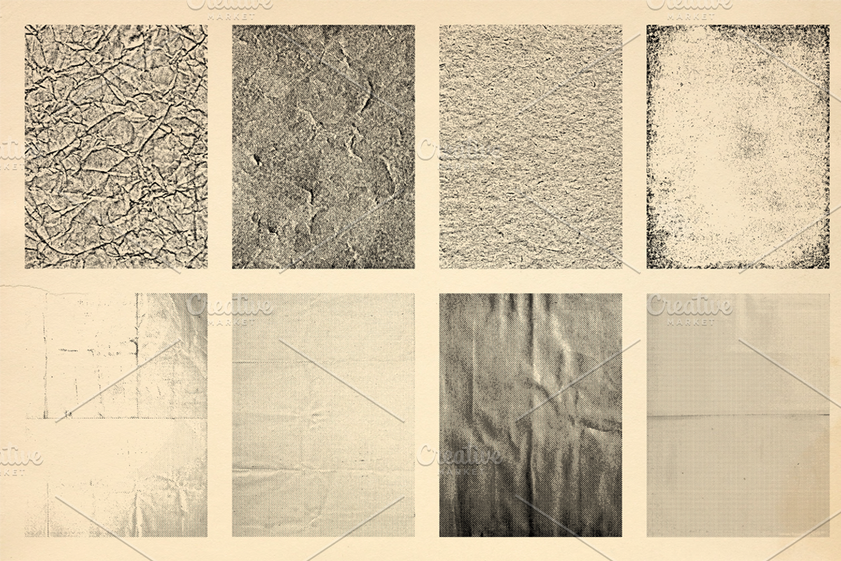 24 Halftone Crumpled Paper Textures, a Texture Graphic by Bart Wesolek