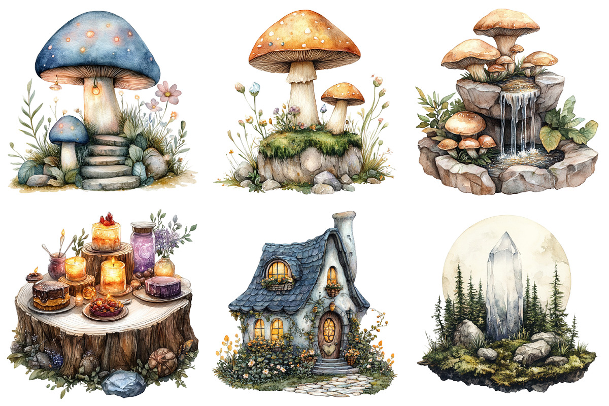 Whimsical Fairy Forest Clipart, an Illustration by Daily.Designs (Photo 3 of 11)