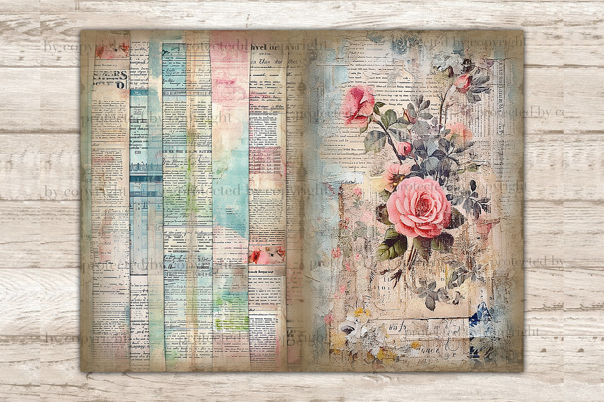 Newspaper Journal Card, a Decorative Illustration by GlamArtZhanna (Photo 2 of 9)