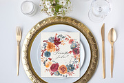 Gold & Madder Red Watercolor Flowers, an Illustration by whiteheartdesign (Thumbnail 9 of 9)