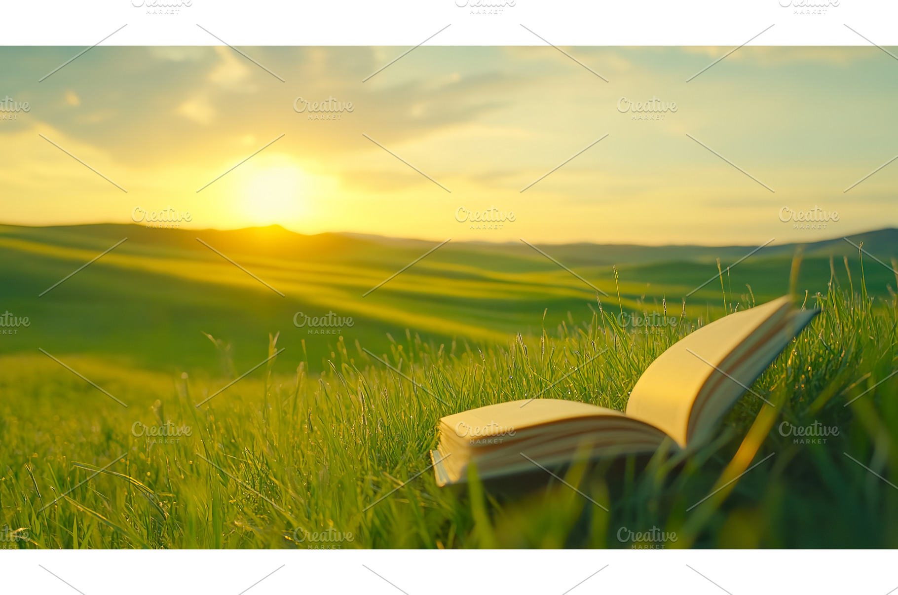 Open Book Lies on Grass in Field at, a School & Education Photo by Lermont51