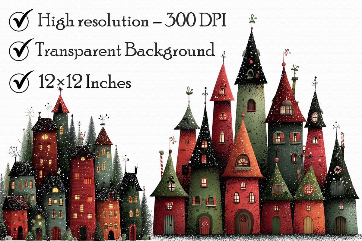 Whimsical Christmas Village Clipart, an Illustration by Libby Wishes (Photo 3 of 7)
