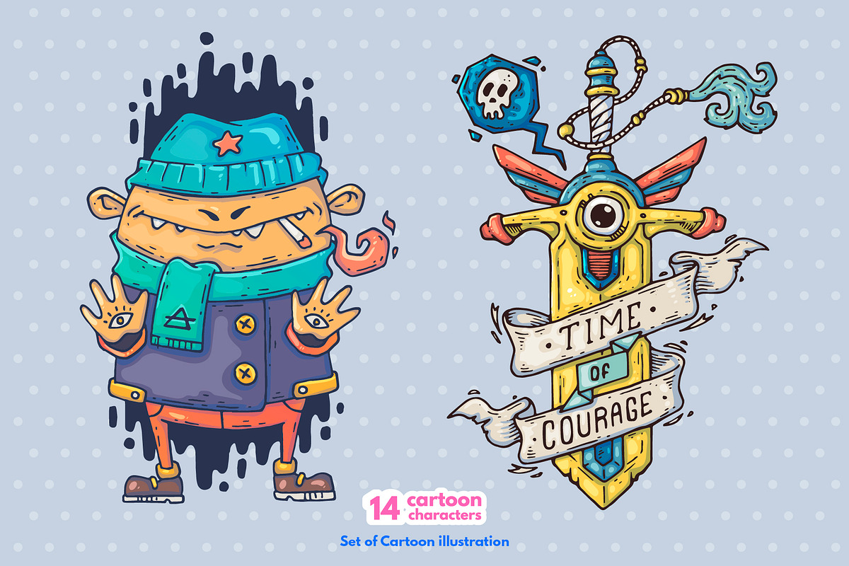 14 Different Cartoon Characters, an Illustration by Andrew_Derr
