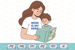 Mom Is My Hero Mother's Day T-Shirt, a Person Illustration by Ghagra