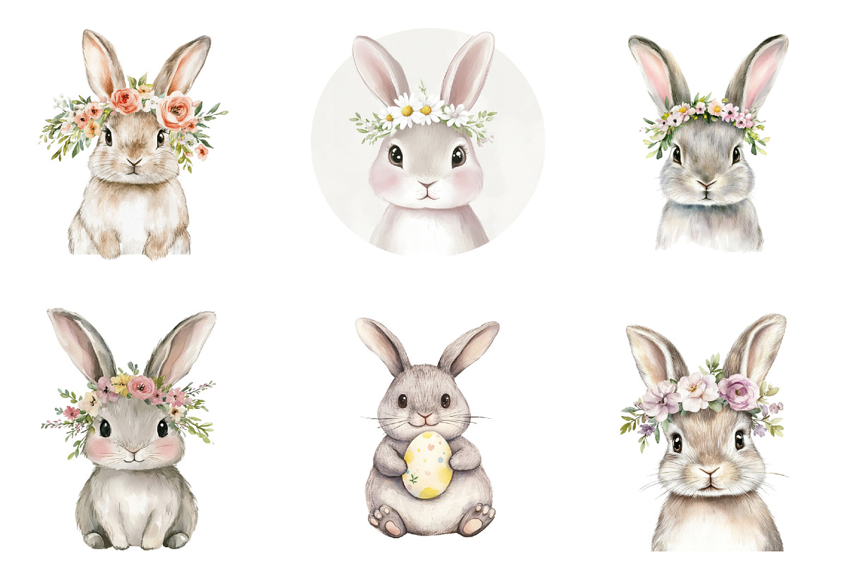 Spring Bunny Clipart PNG, an Illustration by SinaCreation (Photo 2 of 5)