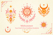 Midsummer Sun God & Goddess Symbols, a Seasonal Illustration by Christine Krahl (Thumbnail 1 of 11)