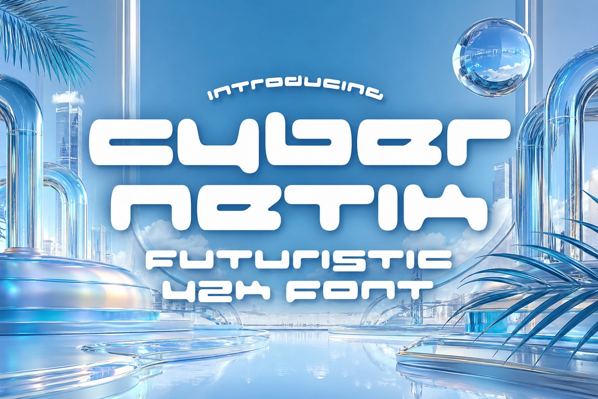 Cybernetik - Futuristic Y2K Font, a Sans Serif Font by HipFonts (Photo 1 of 9)