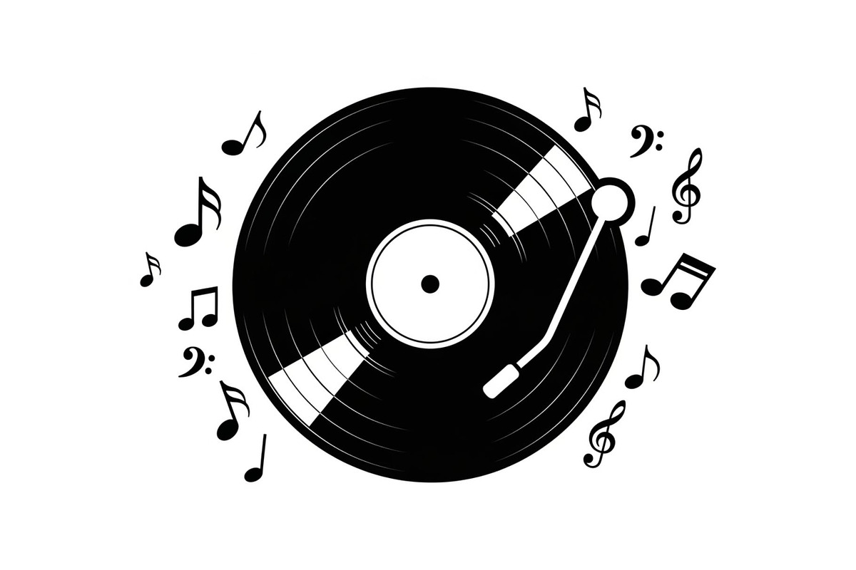 Vintage Vinyl Record & Turntable Bun, an Illustration by Creativeshirt (Photo 17 of 31)