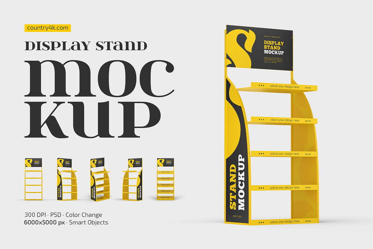 Metallic Display Stand Mockup Set, an Advertising Mockup by Country4k (Photo 1 of 4)