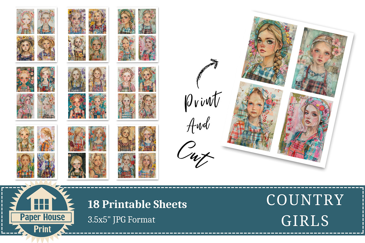 Country Girls Junk Journal Pages, an Illustration by NiiiNArt (Photo 7 of 8)