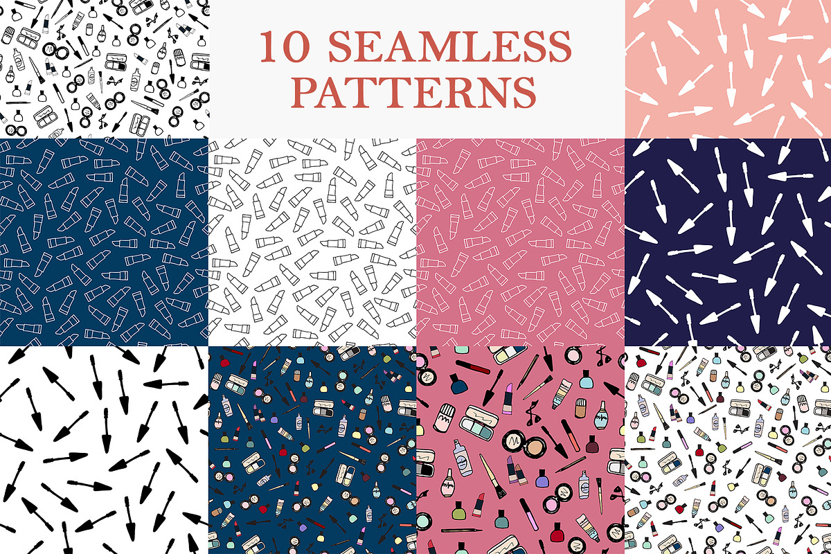 Hand Drawn Makeup & Patterns Kit, a Graphic by IRSYART (Photo 4 of 7)