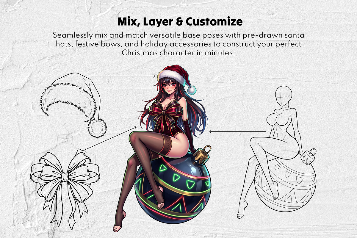 Xmas Babe Procreate Stamps, a Brush Add-On by Selentaori Studio (Photo 10 of 12)