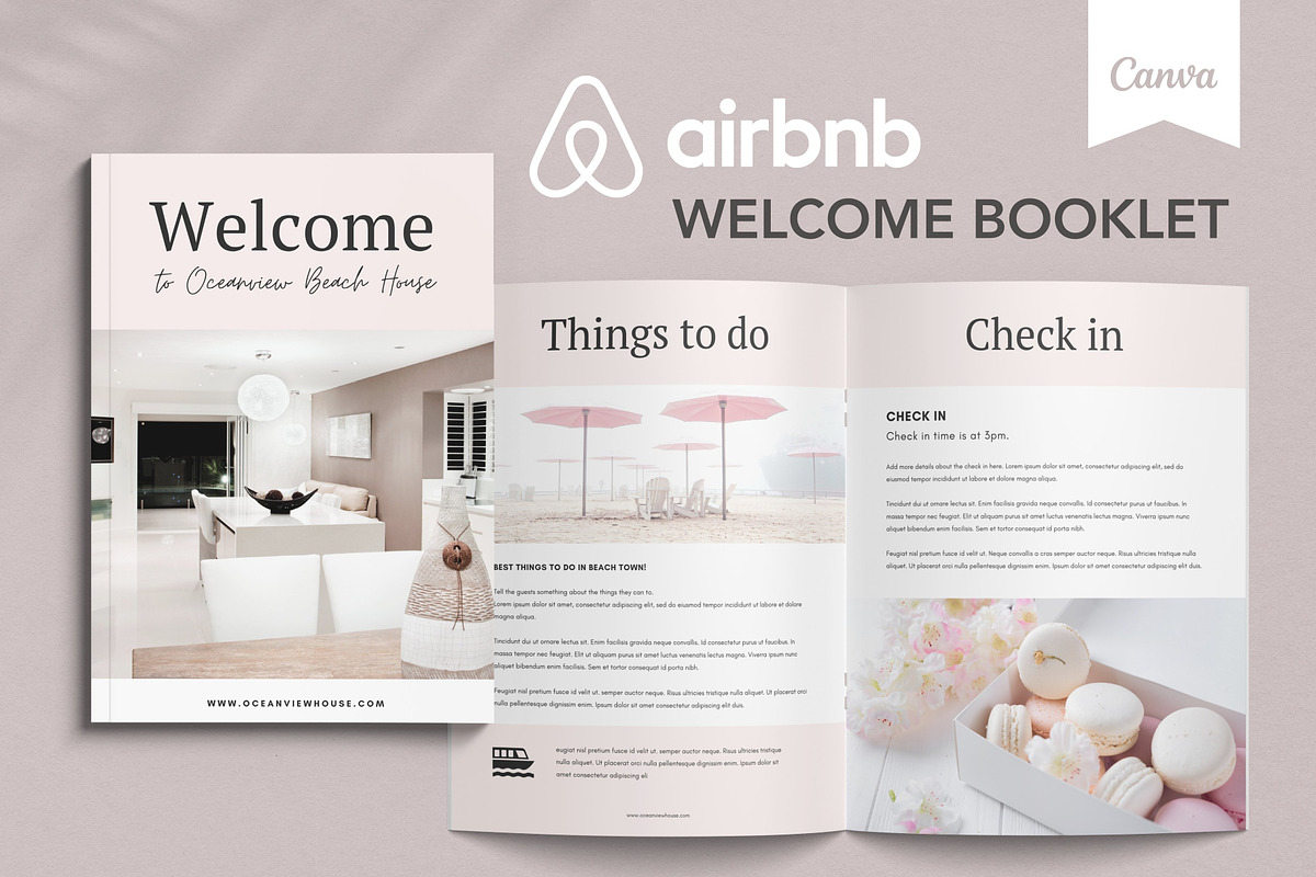 Airbnb Welcome Book Template Canva, a Brochure Template by DeeBeeDesign (Photo 1 of 10)