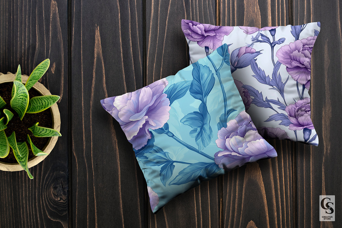 Purple Carnation Flower Patterns, a Pattern Graphic by Creative Store (Photo 5 of 5)