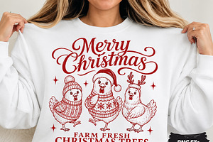 Funny Christmas Chicken PNG, a Seasonal Illustration by DreamCafeArt
