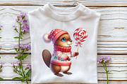 Christmas Beaver Sublimation Clipart, a Seasonal Illustration by Rose Art (Thumbnail 4 of 7)