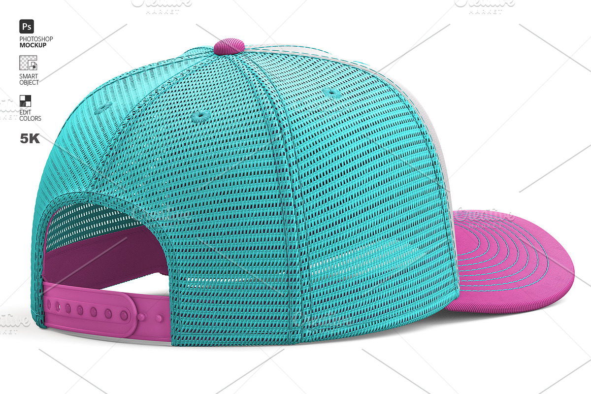 Trucker Hat Mockup – Back View PSD, a Hat Mockup by LESZ Design (Photo 2 of 10)