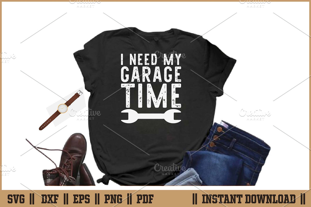 I Need My Garage Time Quote SVG File, an Illustration by Handy Arts Studio (Photo 2 of 3)