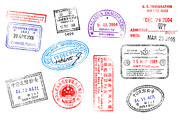 Vector Grunged Passport Stamps, an Illustration by FourLeafLover (Thumbnail 1 of 2)
